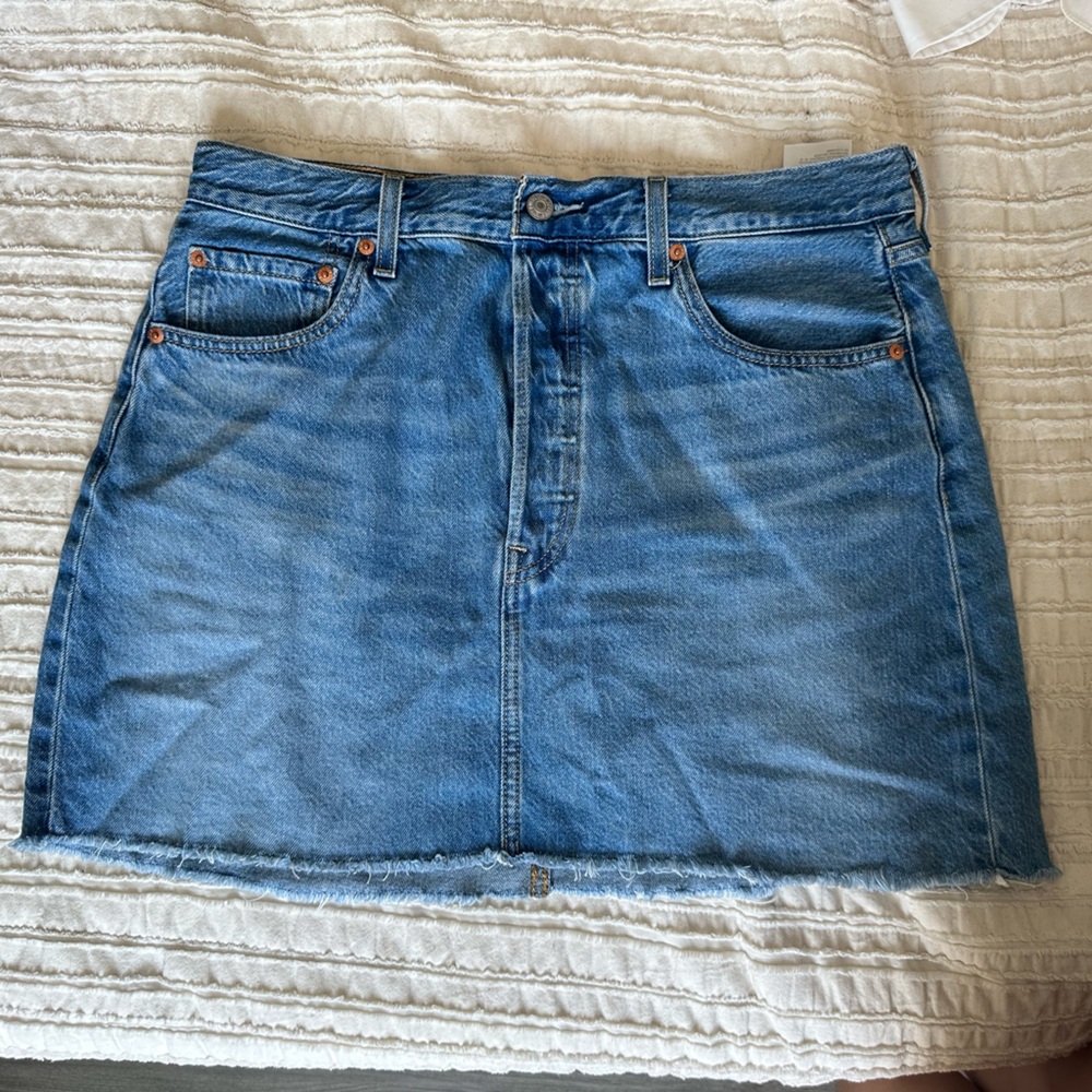 Levi's Premium Ribcage Button Fly Blue Denim Mini Skirt